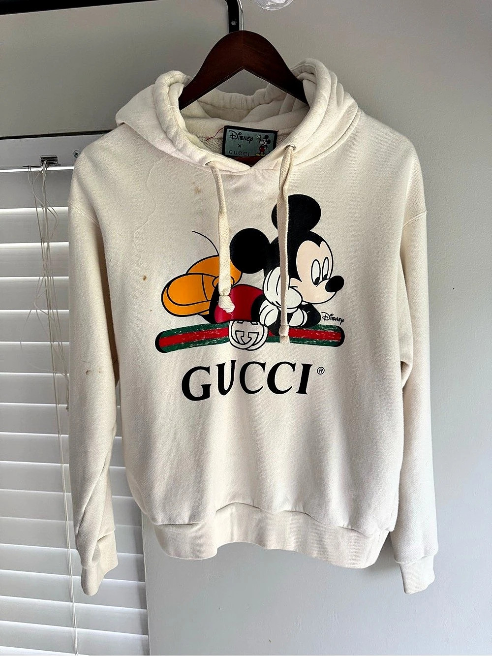 Rare Gucci x Disney Mickey Mouse Hoodie Cream/Ivory Made in Italy Size XS